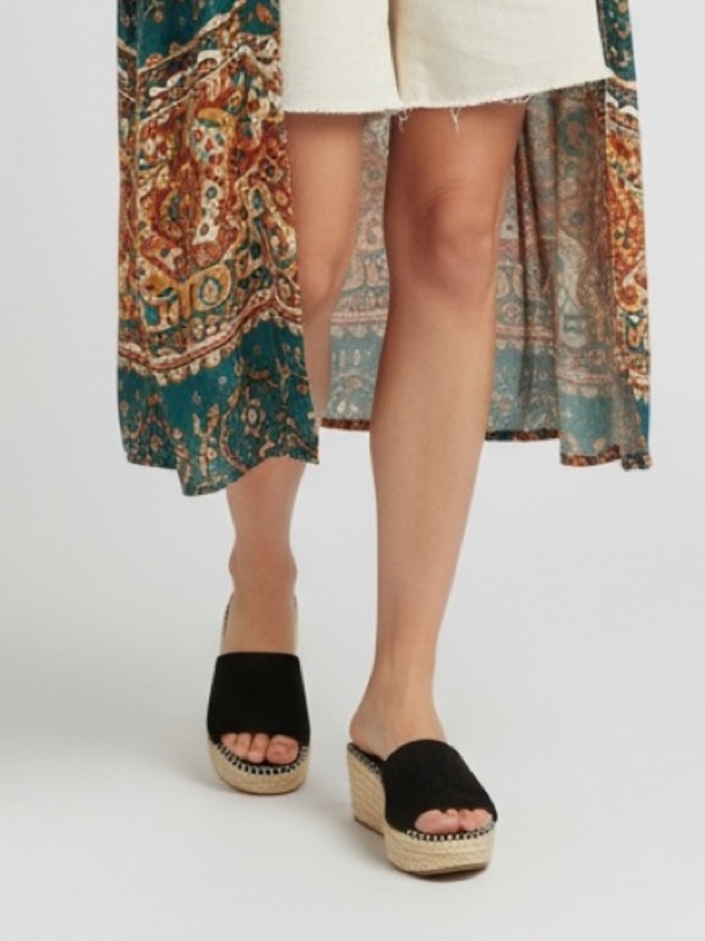Bamboo Black Espadrille Wedge Sandals 8.5 NWOT
